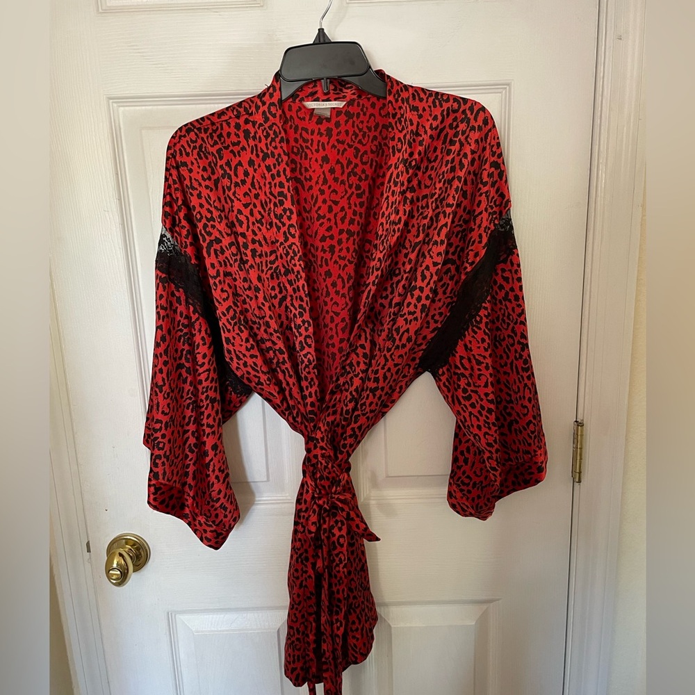 Victoria’s Secret Red Leopard Lace Robe